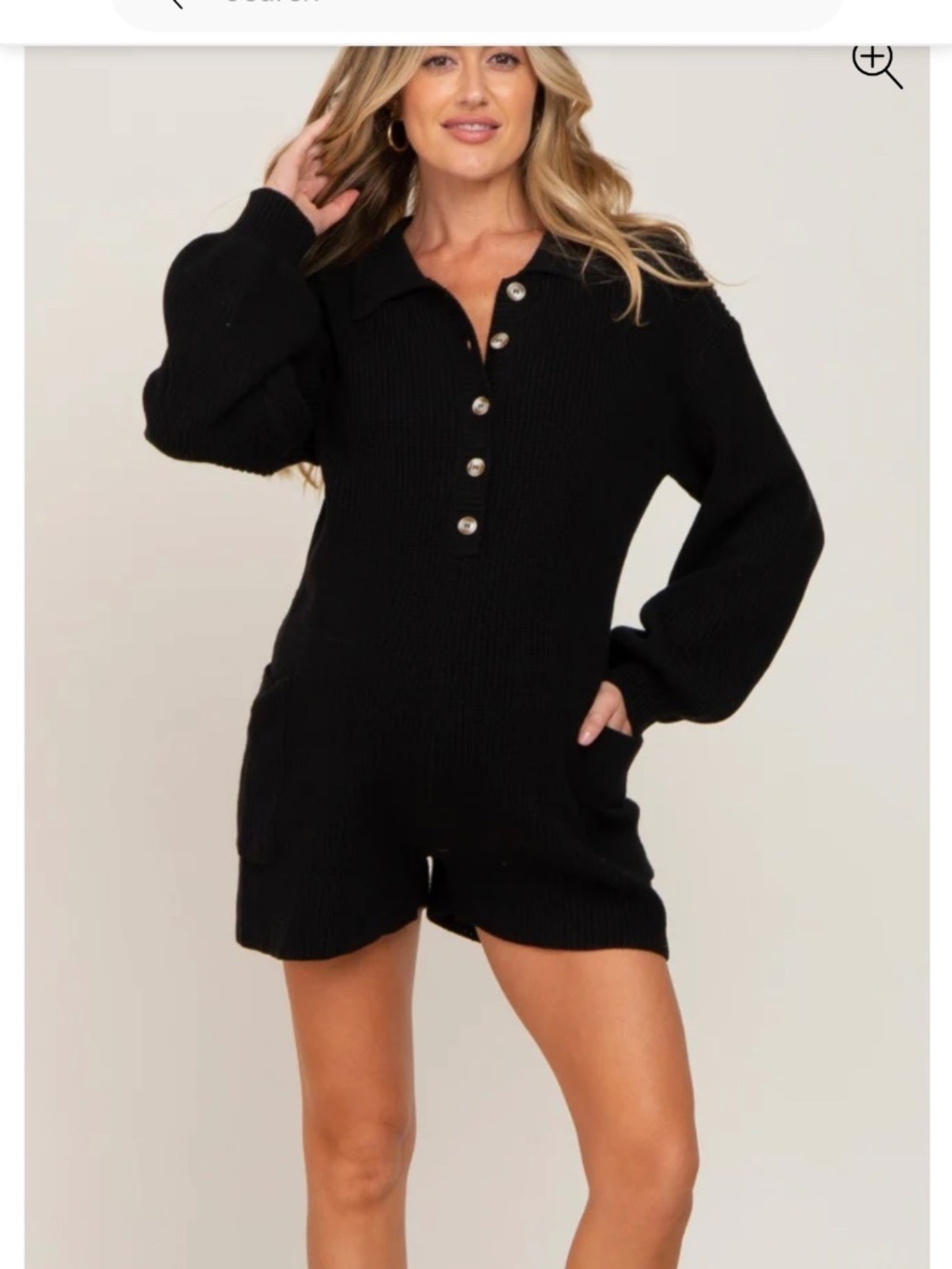 PinkBlush Black Button-Front Maternity Sweater Romper | Size S